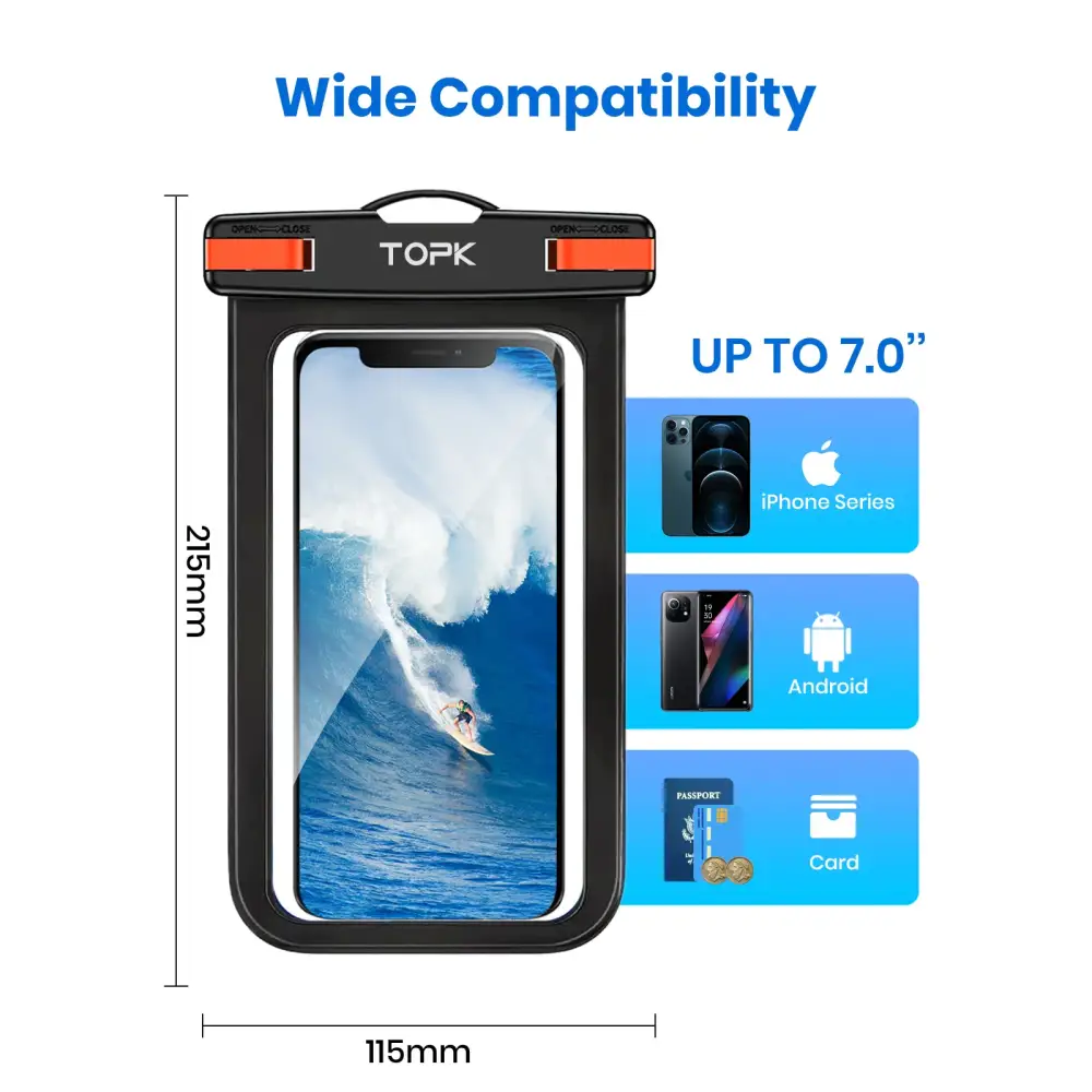 Waterproof Phone Pouch 1 Pce, Universal IPX8 Waterproof Phone Case Dry Bag with Lanyard for iPhone/Samsung Up to 7.0 inch - Big Bite Fishing Shirts