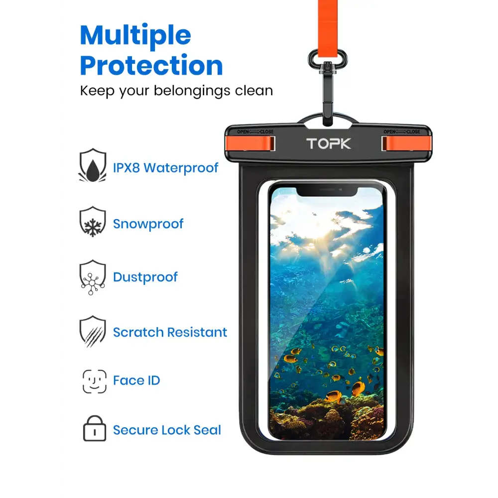 Waterproof Phone Pouch 1 Pce, Universal IPX8 Waterproof Phone Case Dry Bag with Lanyard for iPhone/Samsung Up to 7.0 inch - Big Bite Fishing Shirts