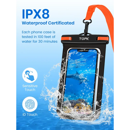 Waterproof Phone Pouch 1 Pce, Universal IPX8 Waterproof Phone Case Dry Bag with Lanyard for iPhone/Samsung Up to 7.0 inch - Big Bite Fishing Shirts