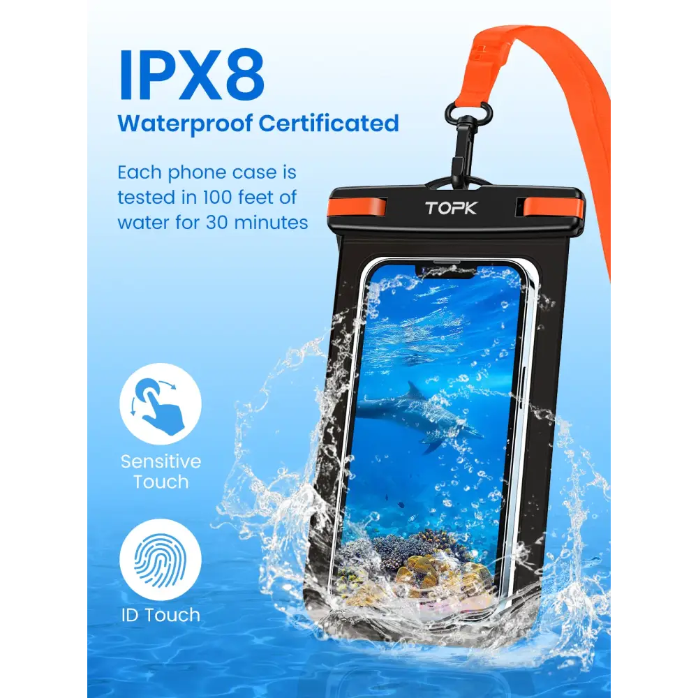 Waterproof Phone Pouch 2 Pce , Universal IPX8 Waterproof Phone Case Dry Bag with Lanyard for iPhone/Samsung Up to 7.0 inch - Big Bite Fishing Shirts
