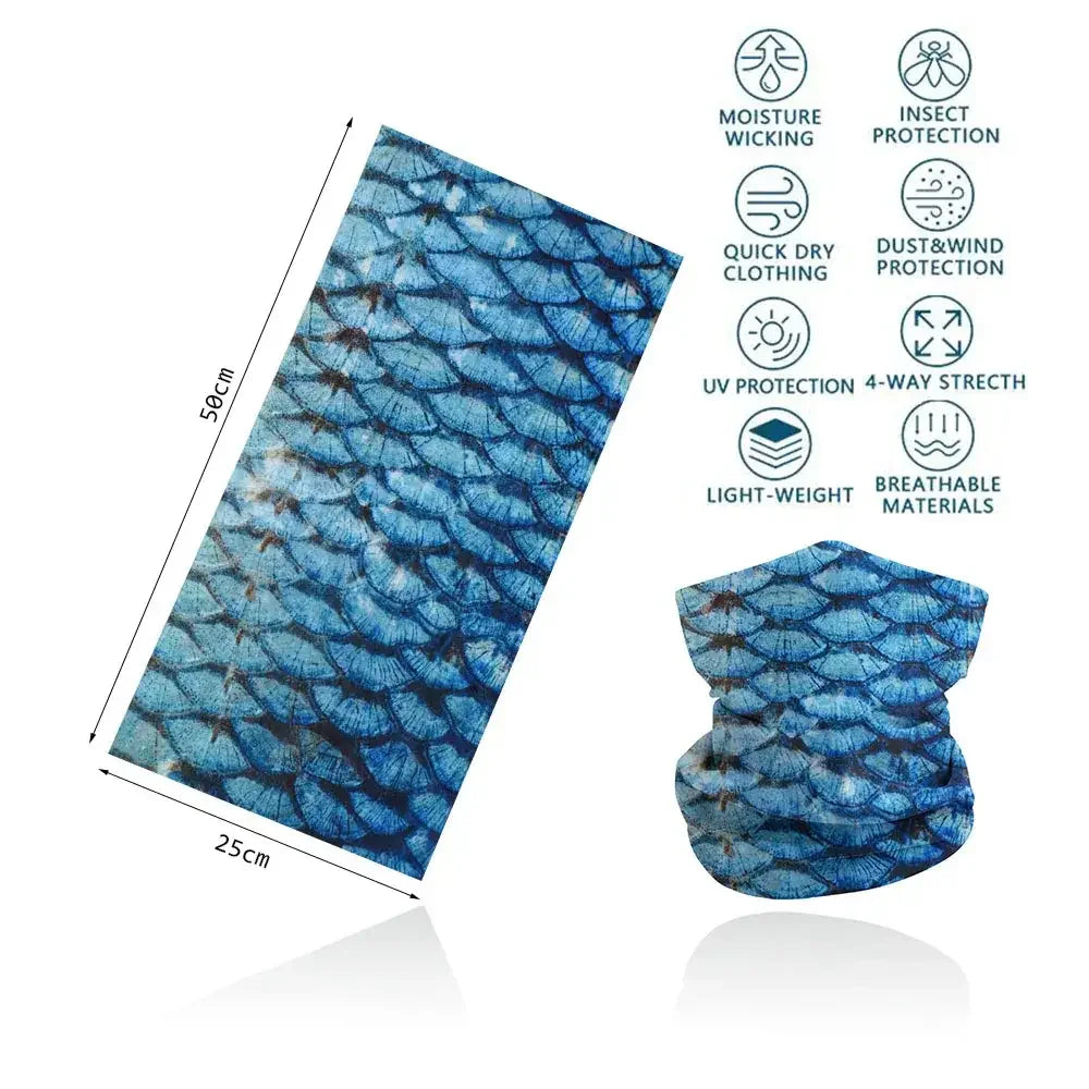 Fishing Buff for Men/Women UV Sun Protection - Blue Scale - Big Bite Fishing Shirts