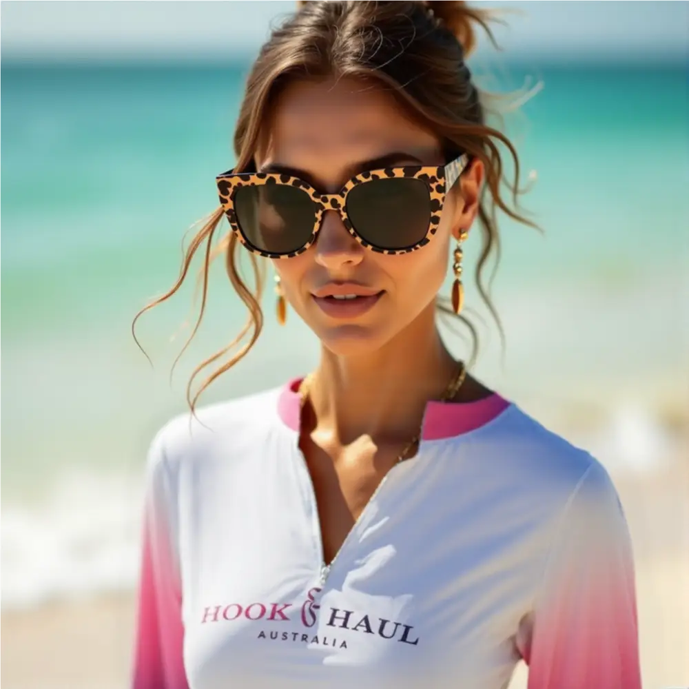 Hook And Haul | Premium Ladies Range Pink Salt Lake | Zip Front Polo - Big Bite Fishing Shirts