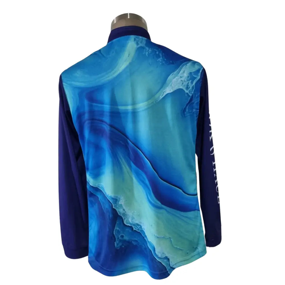 Hook And Haul | Premium Ladies Range Blue Ocean | Zip Front Polo - Big Bite Fishing Shirts