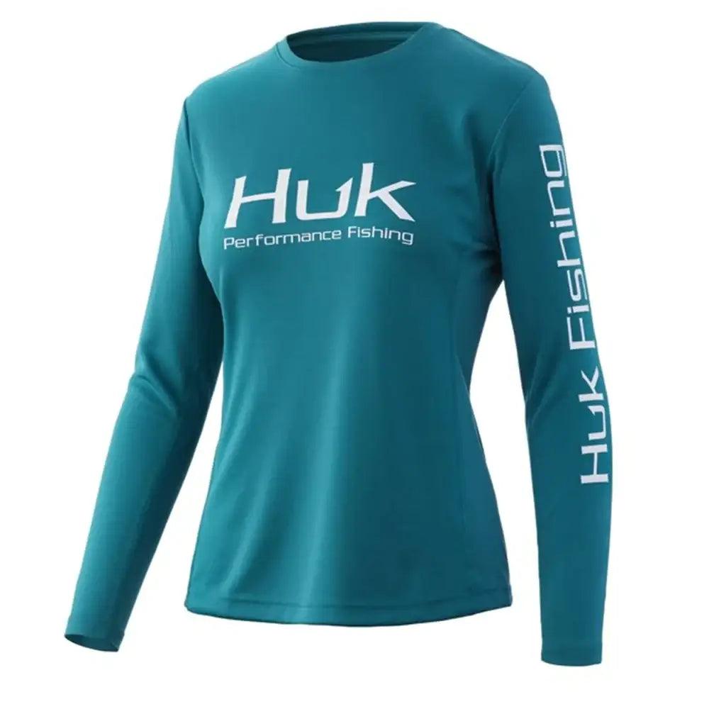 Ladies Long Sleeve Performance Fishing Jersey Dark Teal - Big Bite Fishing Shirts