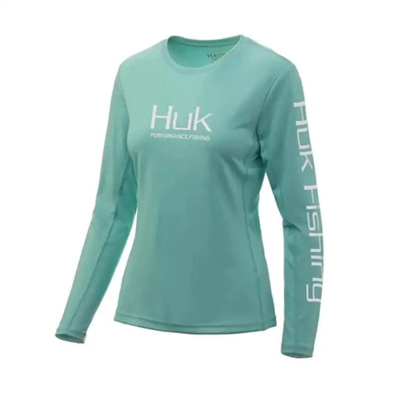 Ladies Long Sleeve Performance Fishing Jersey Light Teal - Big Bite Fishing Shirts
