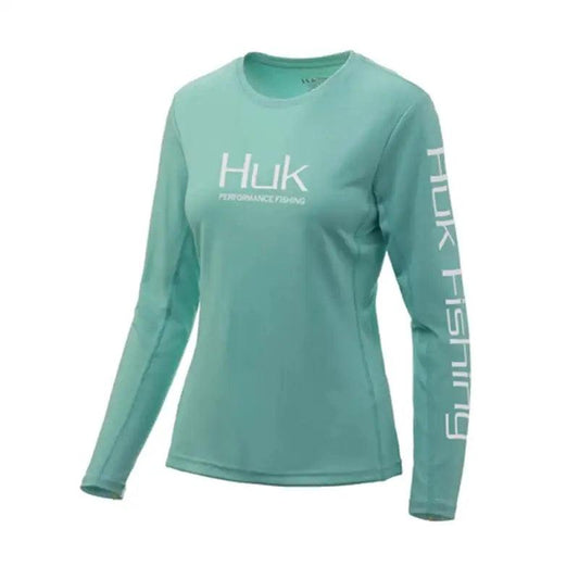 Ladies Long Sleeve Performance Fishing Jersey Light Teal - Big Bite Fishing Shirts