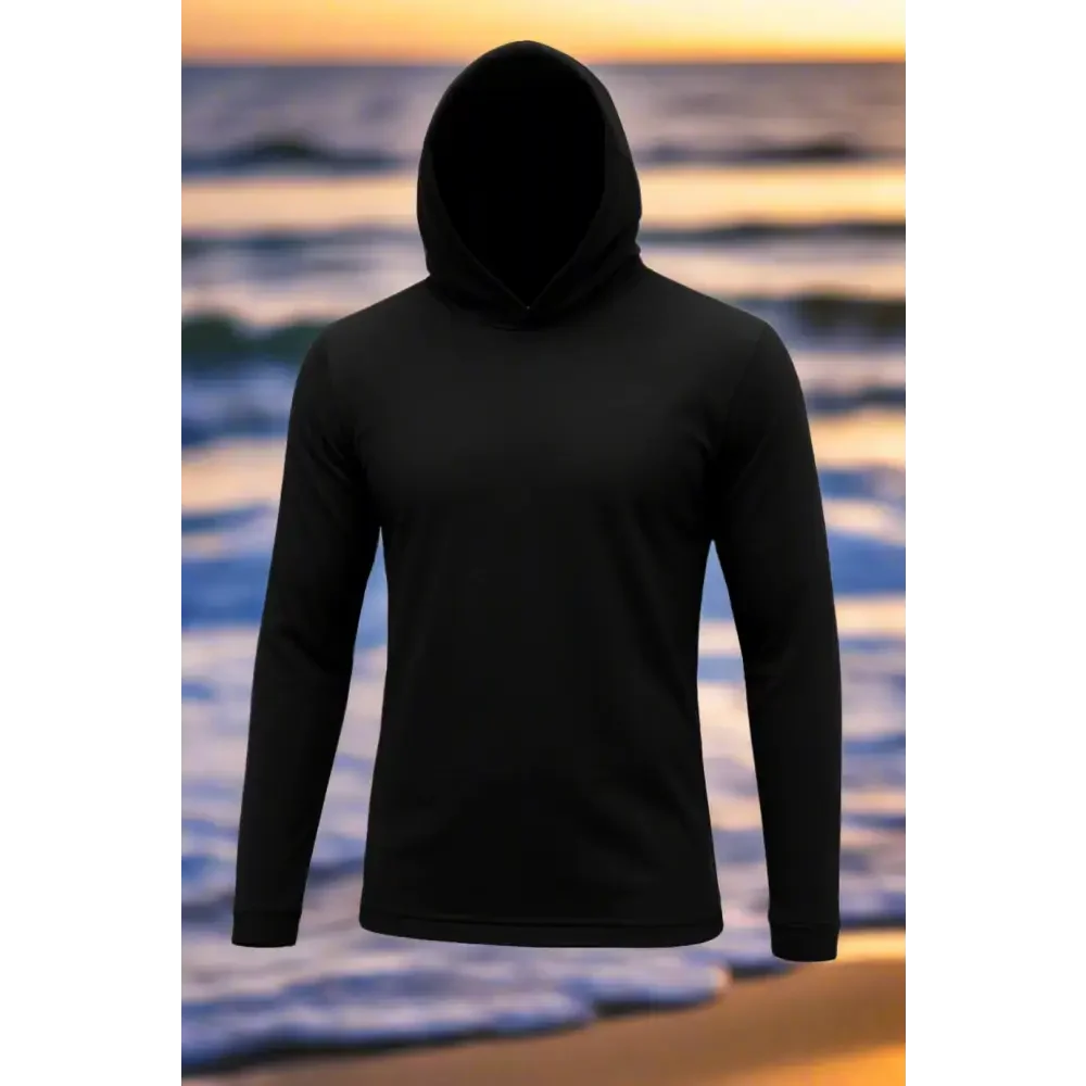 Long Sleeve Hooded Fishing Shirt | Black High Performance