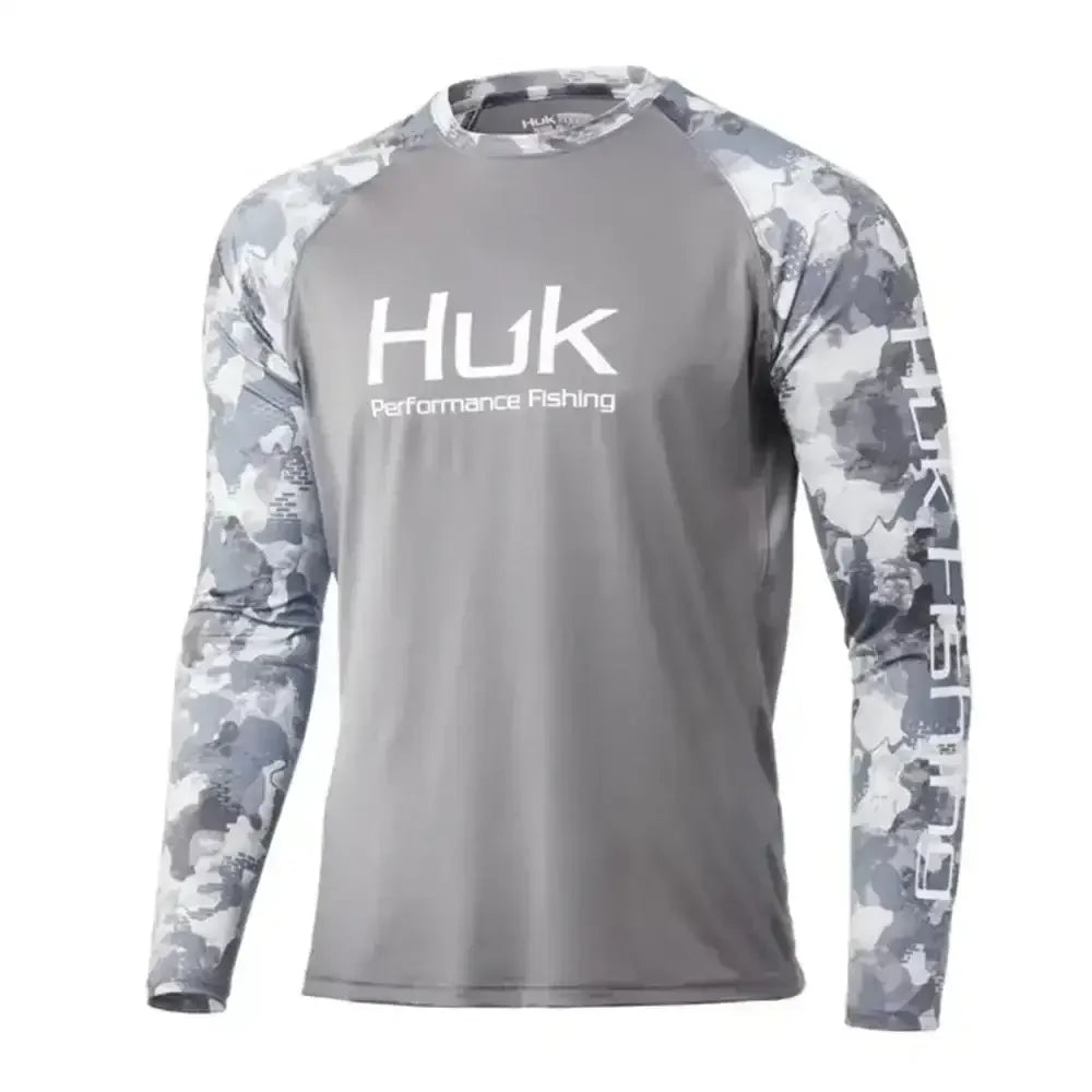 Long Sleeve Uv Protection Fishing Shirt | Grey Camo - Big Bite Fishing Shirts