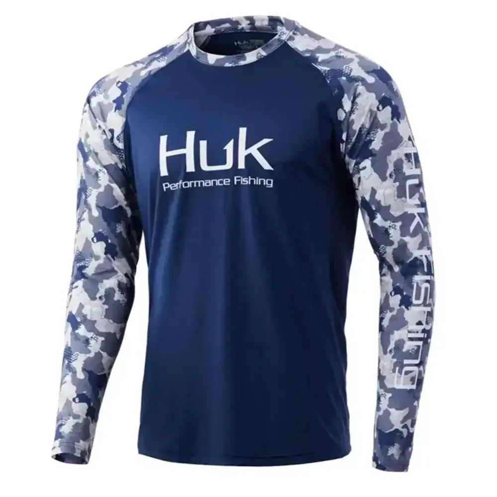 Long Sleeve Uv Protection Fishing Shirts | Blue Camo - Big Bite Fishing Shirts