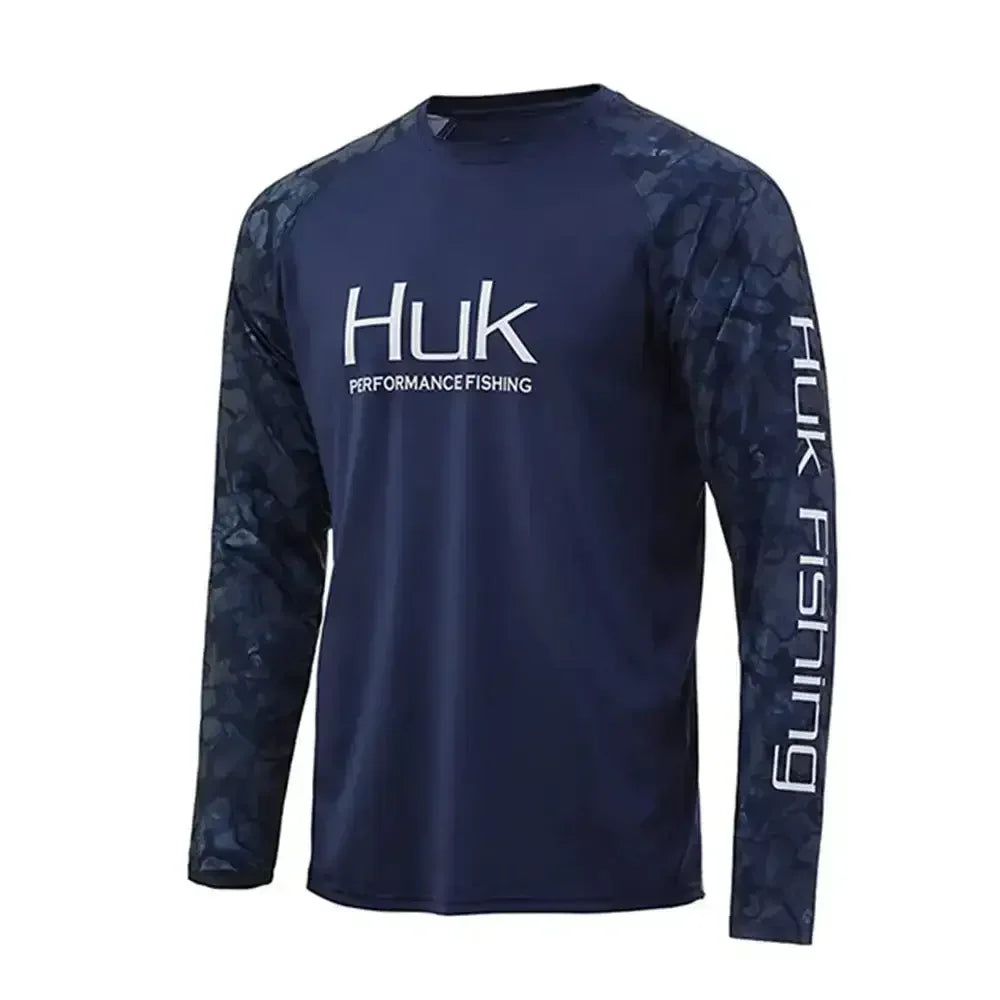 Long Sleeve Uv Protection Fishing Shirts | Navy Blue - Big Bite Fishing Shirts