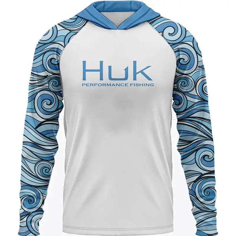 Men Swirl Long Sleeve Hooded UV50 Fishing Shirt - Big Bite Fishing Shirts