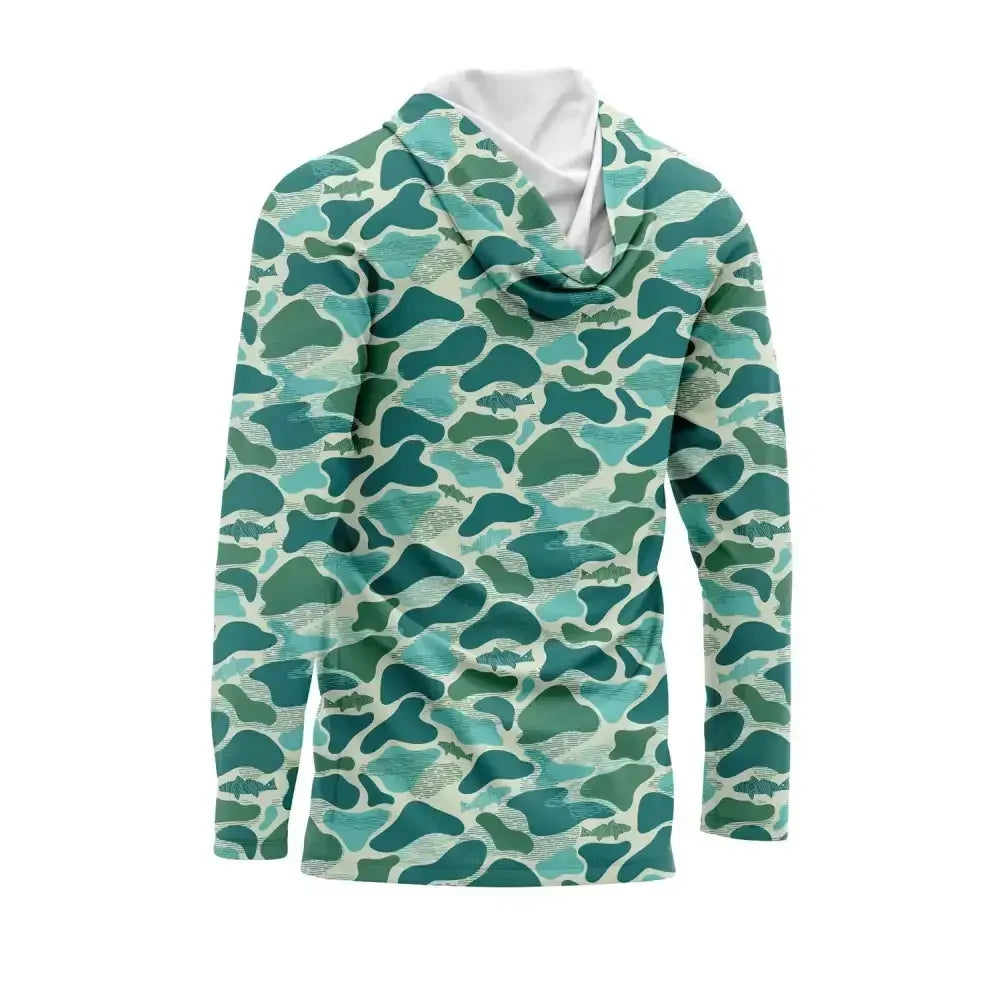 Men's Hooded Fishing Jersey - Green Camo - Big Bite Fishing Shirts