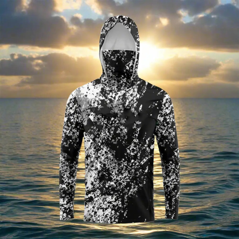 Men's Hooded Long Sleeve Jersey with face mask - Big Bite Fishing Shirts