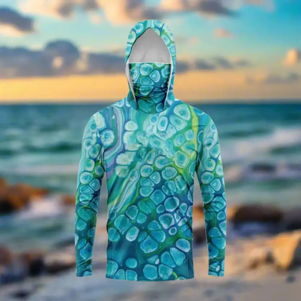 Men's Hooded Long Sleeve Jersey with face mask - Big Bite Fishing Shirts