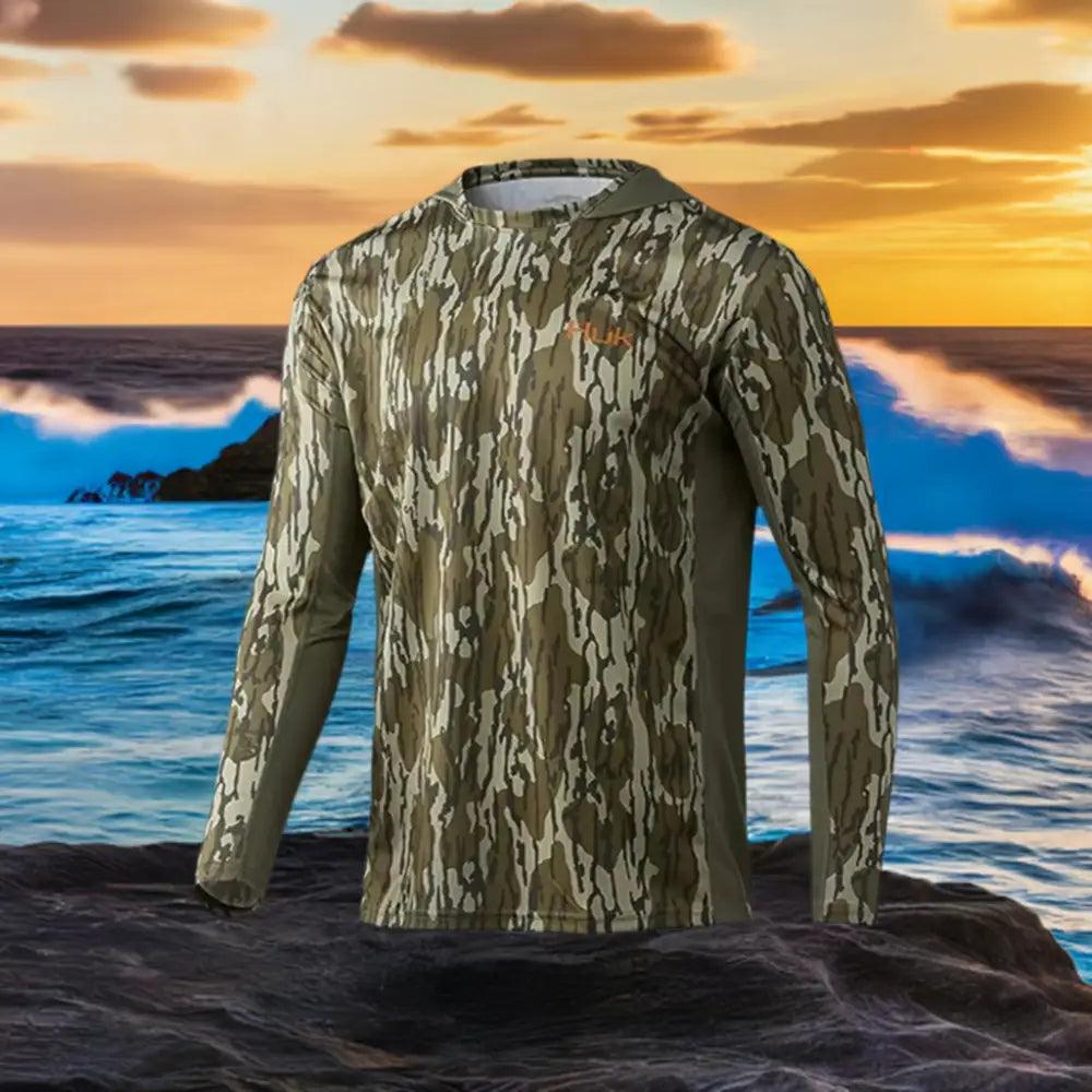 Men's Icon X Camo Hoodie UPF 50+ Long Sleeve - Big Bite Fishing Shirts