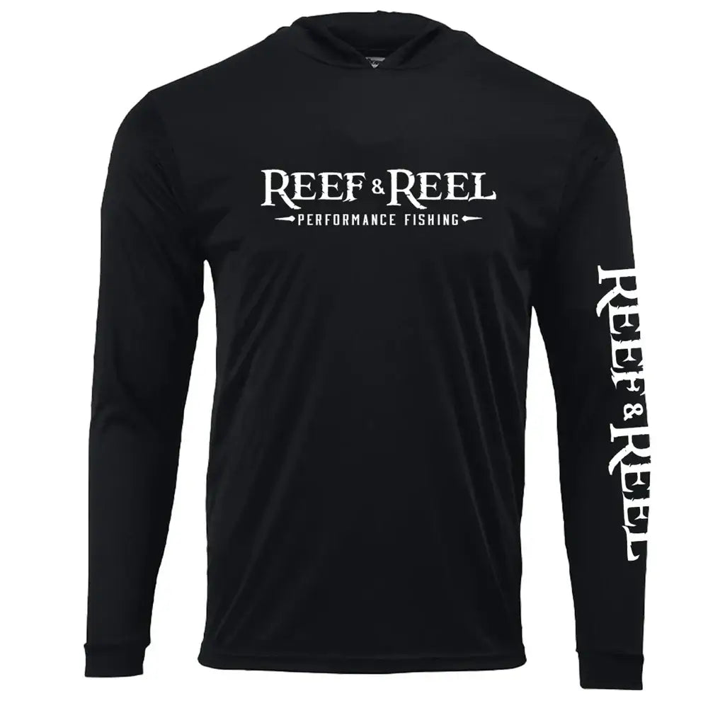 Men's L/S Hooded Fishing Shirt - Black - Big Bite Fishing Shirts