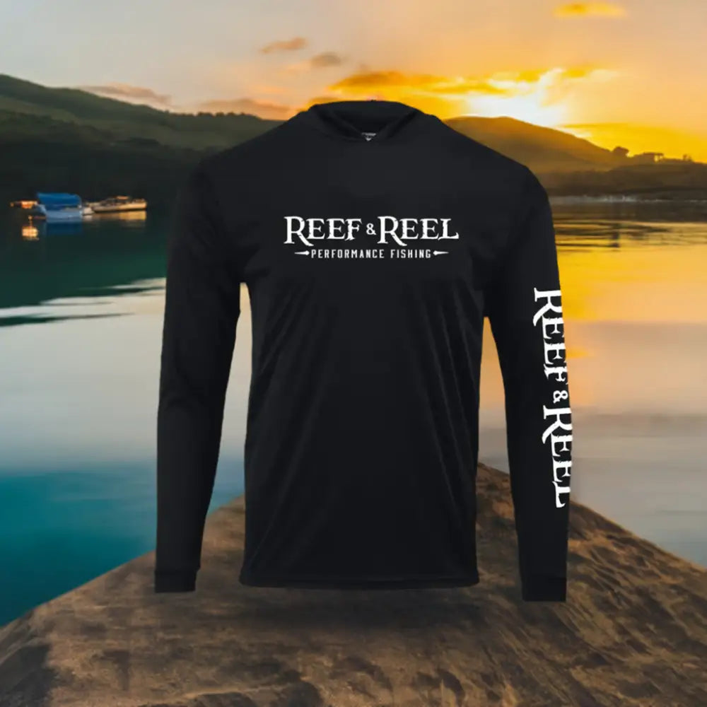 Men's L/S Hooded Fishing Shirt - Black - Big Bite Fishing Shirts