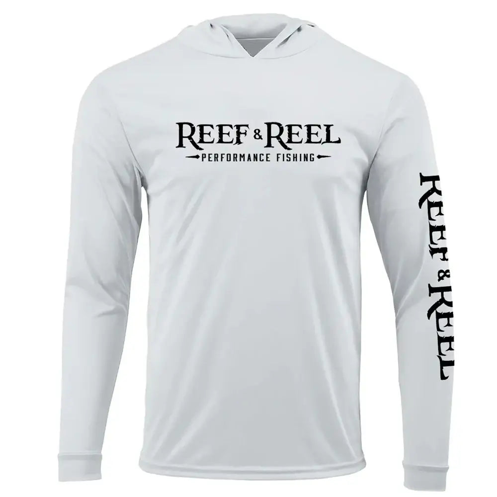 Men's L/S Hooded Fishing Shirt - White - Big Bite Fishing Shirts