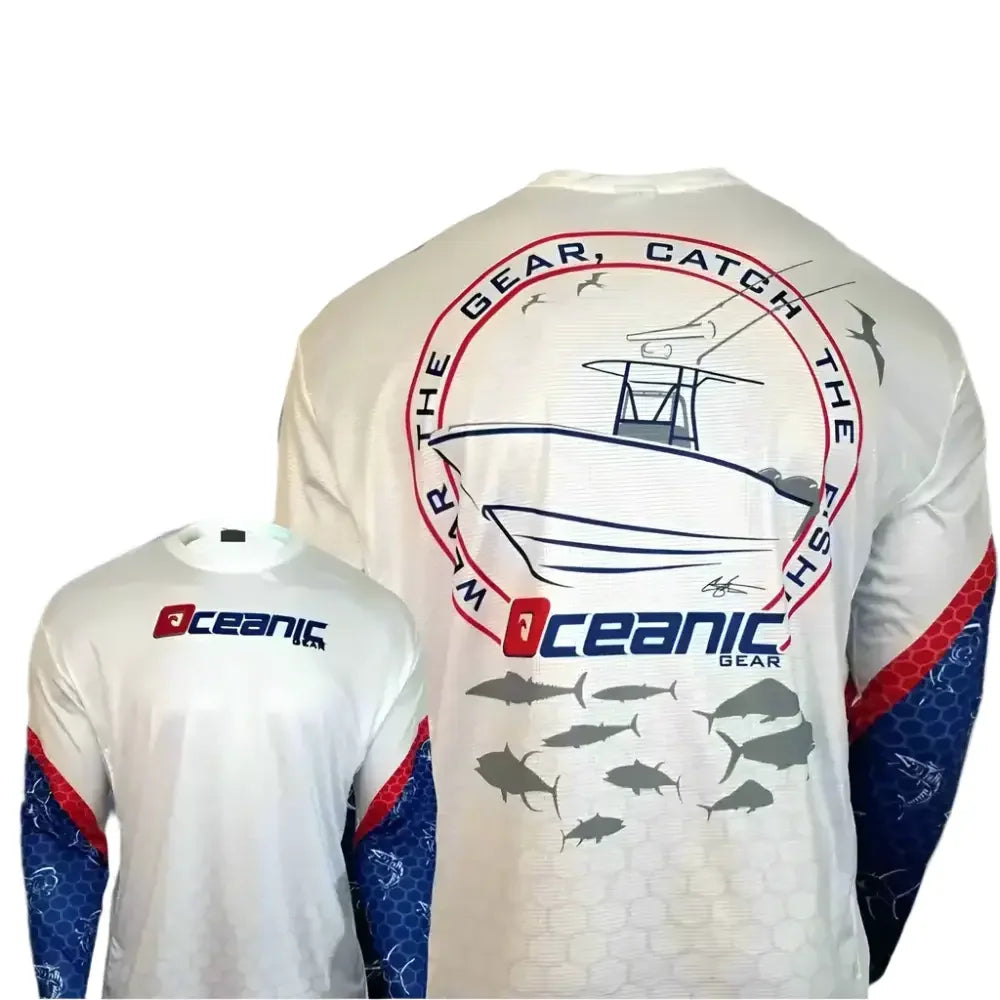 Mens Long Sleeve Crewneck Shirt UV Protection - Big Bite Fishing Shirts