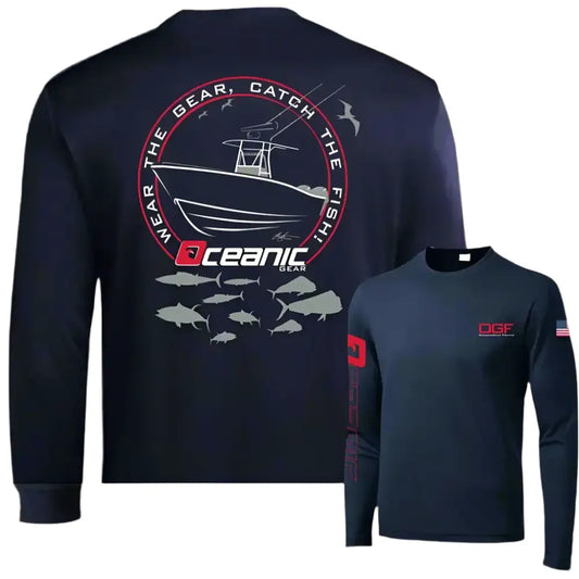 Mens Long Sleeve Crewneck Shirt UV Protection - Big Bite Fishing Shirts