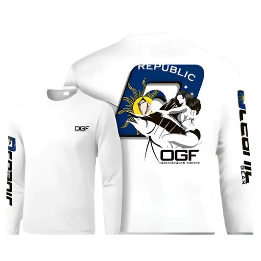 Mens Long Sleeve Crewneck Shirt UV Protection - Big Bite Fishing Shirts