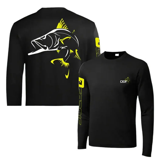 Mens Long Sleeve Crewneck Shirt UV Protection - Big Bite Fishing Shirts