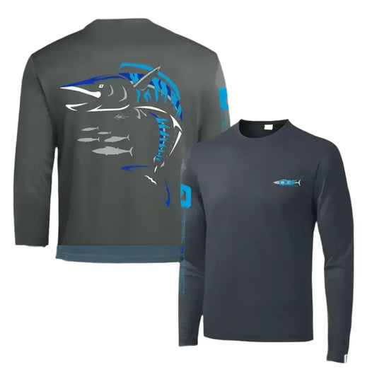 Mens Long Sleeve Crewneck Shirt UV Protection - Big Bite Fishing Shirts