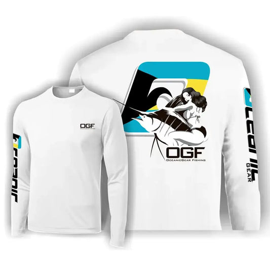 Mens Long Sleeve Crewneck Shirt UV Protection - Big Bite Fishing Shirts