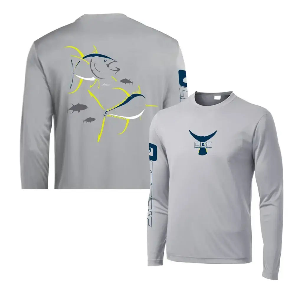 Mens Long Sleeve Crewneck Shirt UV Protection - Big Bite Fishing Shirts