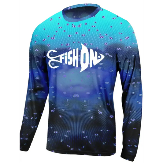 Men's Long Sleeve Fishing Tee Round Neck | Fish On - Big Bite Fishing Shirts