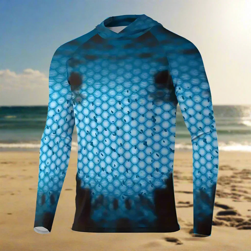 Men's Long Sleeve Hooded Fishing Shirts UPF50+ - Big Bite Fishing Shirts