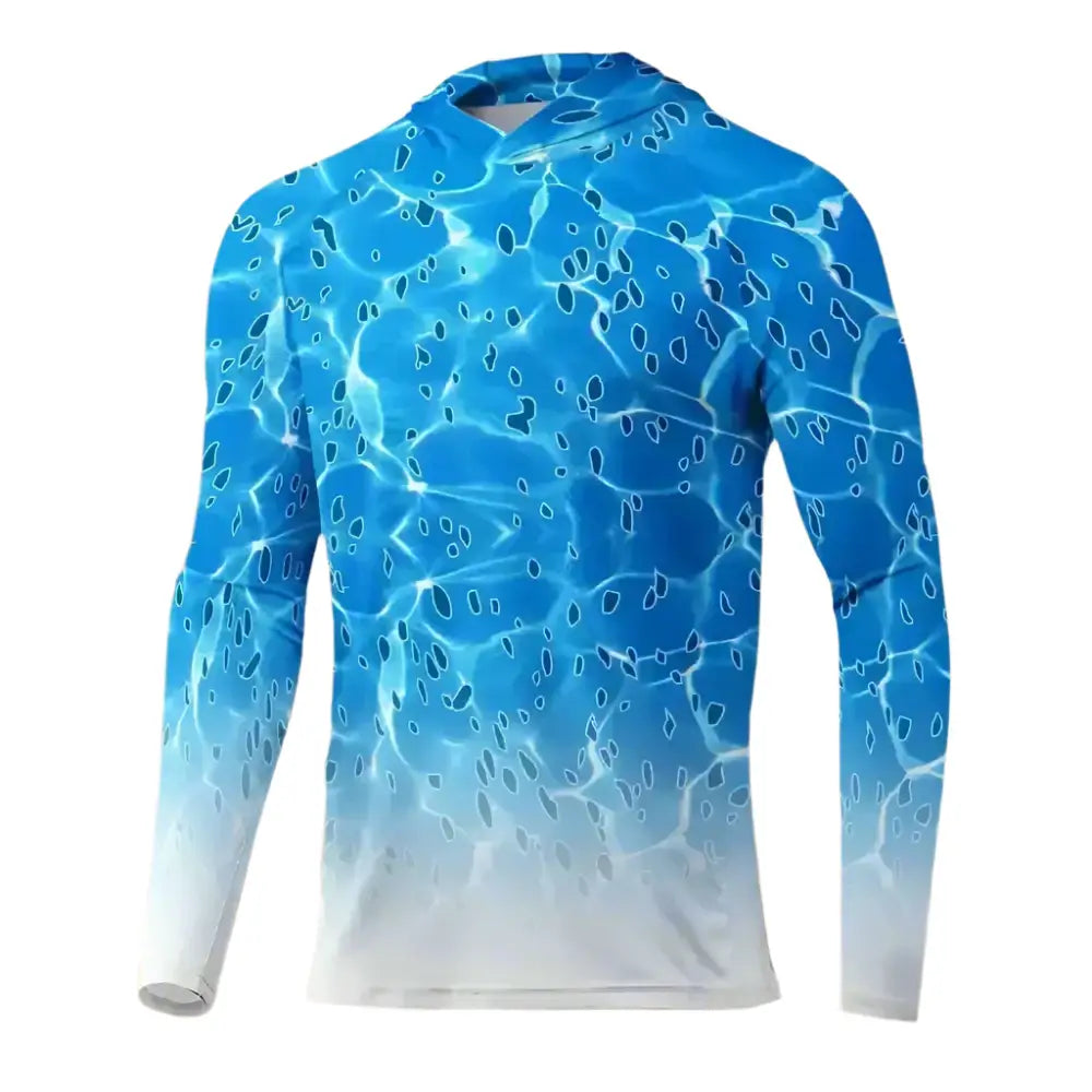 Men's Long Sleeve Hooded Fishing Shirts UPF50+ | Blue Water - Big Bite Fishing Shirts