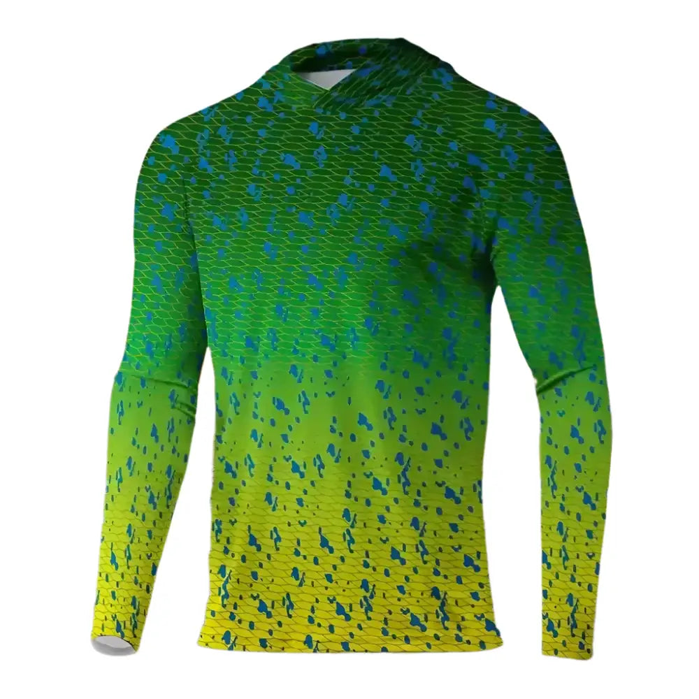 Men's Long Sleeve Hooded Fishing Shirts UPF50+ Mahi Mahi - Big Bite Fishing Shirts