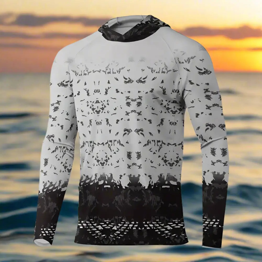 Men's Long Sleeve Hooded Fishing Shirts UPF50+ - Big Bite Fishing Shirts