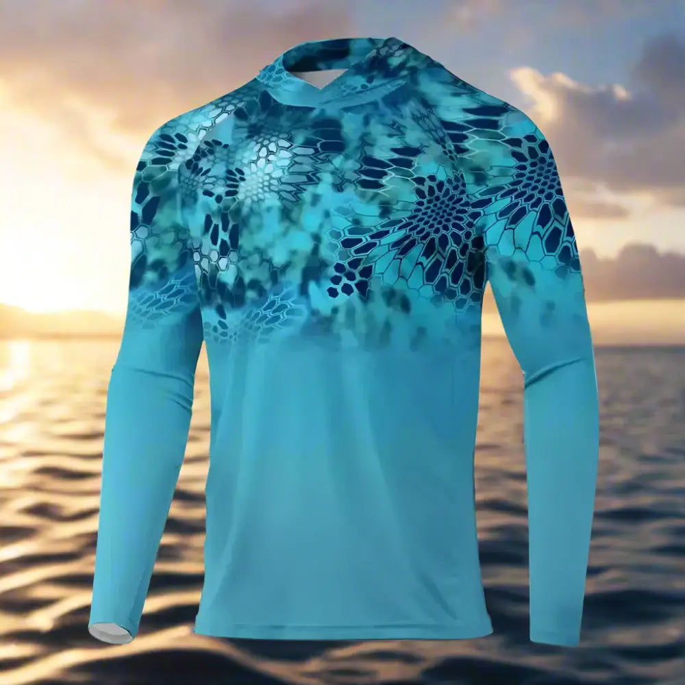 Men's Long Sleeve Hooded Fishing Shirts UPF50+ - Big Bite Fishing Shirts