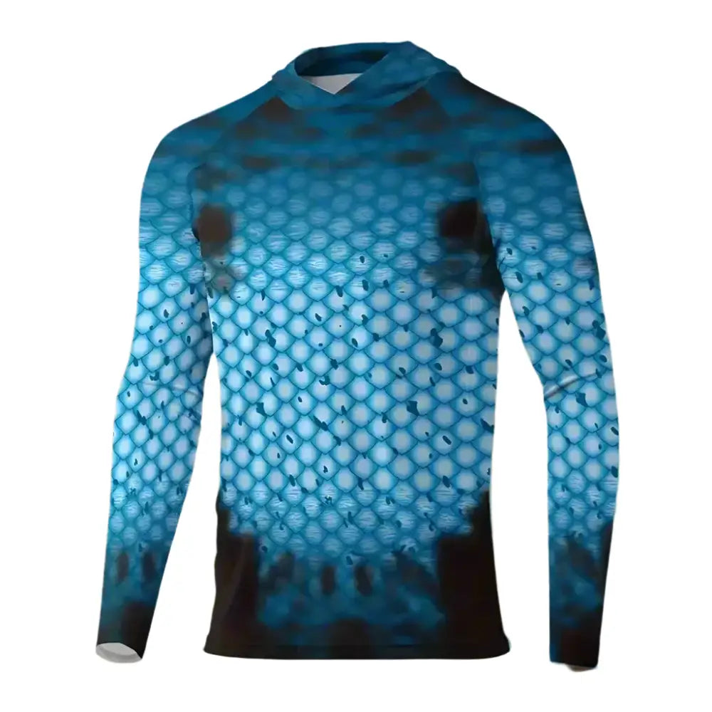 Men's Long Sleeve Hooded Fishing Shirts UPF50+ - Big Bite Fishing Shirts