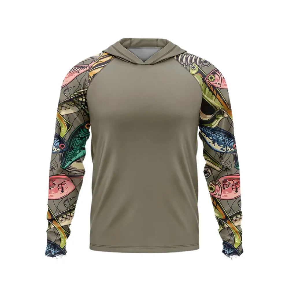 Men's Long Sleeve Hooded Shirt UV Protection - Big Bite Fishing Shirts