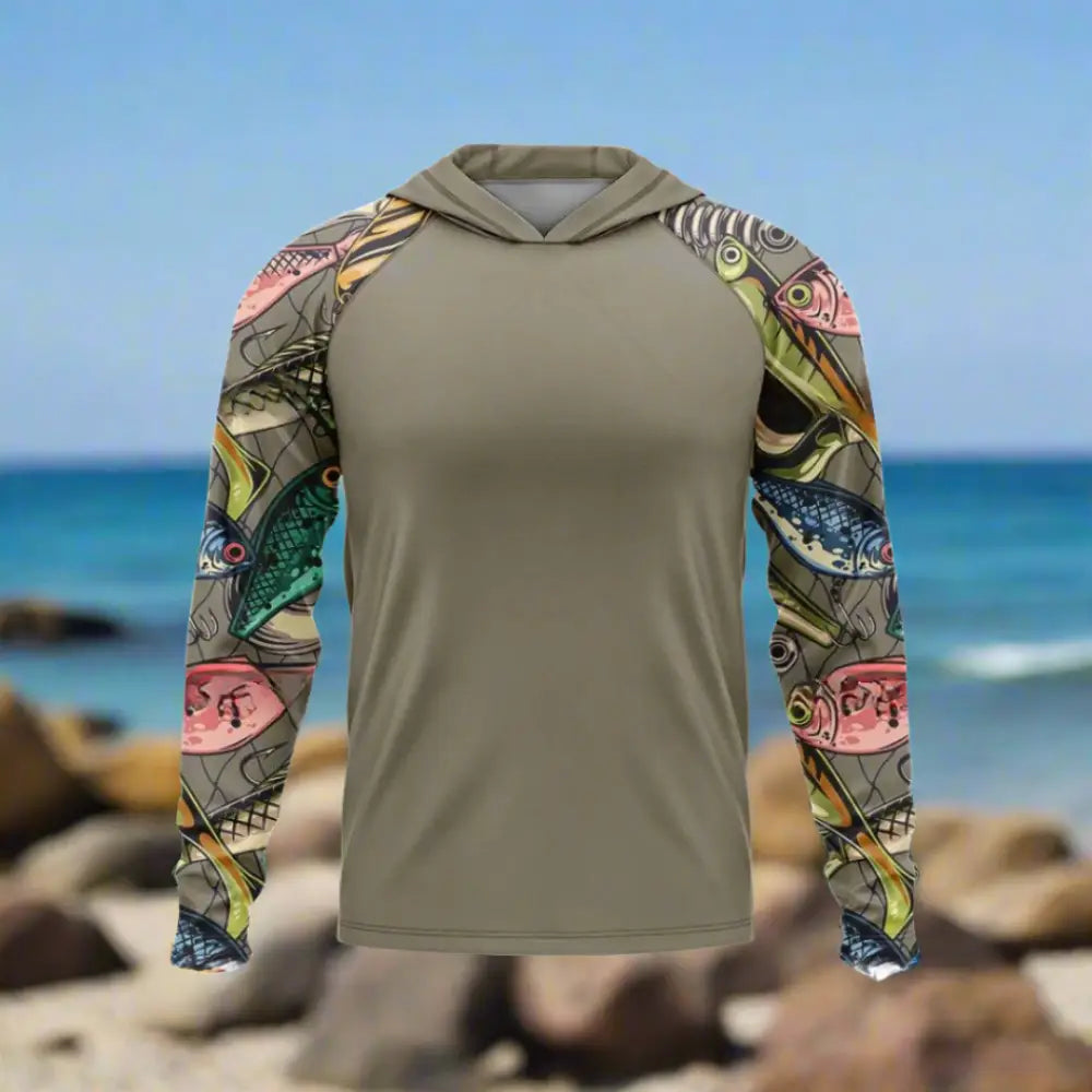 Men's Long Sleeve Hooded Shirt UV Protection - Big Bite Fishing Shirts