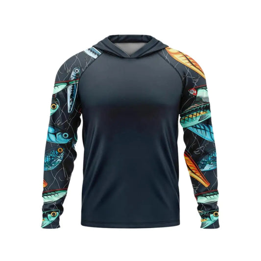 Men's Long Sleeve Hooded Shirt UV Protection - Big Bite Fishing Shirts