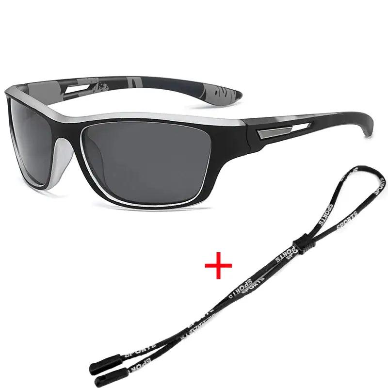 Polarized Sports Sunglasses with Rope UV400 Outdoor Fishing Glasses - Big Bite Fishing Shirts