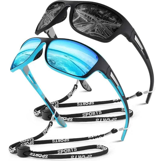 Polarized Sports Sunglasses with Rope UV400 Outdoor Fishing Glasses - Big Bite Fishing Shirts