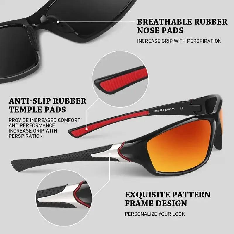 Polarized Sports Sunglasses with Rope UV400 Outdoor Fishing Glasses - Big Bite Fishing Shirts