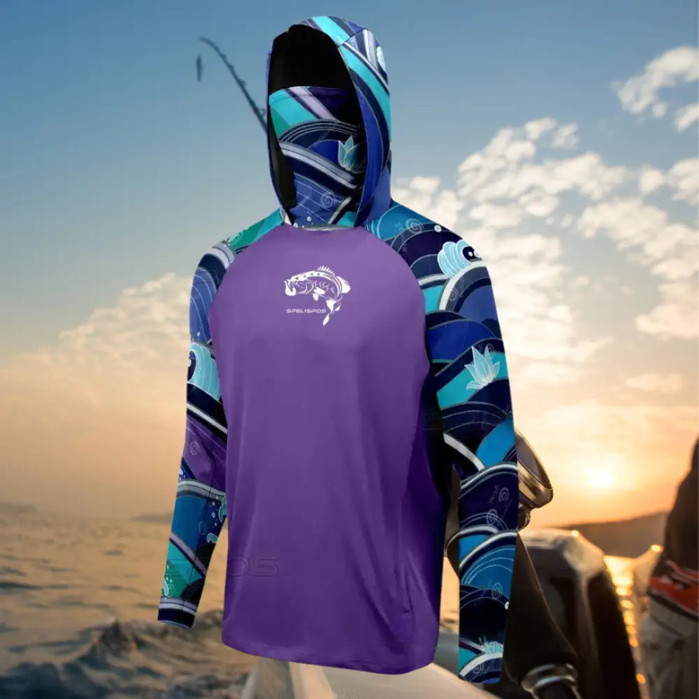 SPELISPOS Men's Long Sleeve Hooded Fishing Shirt - Big Bite Fishing Shirts