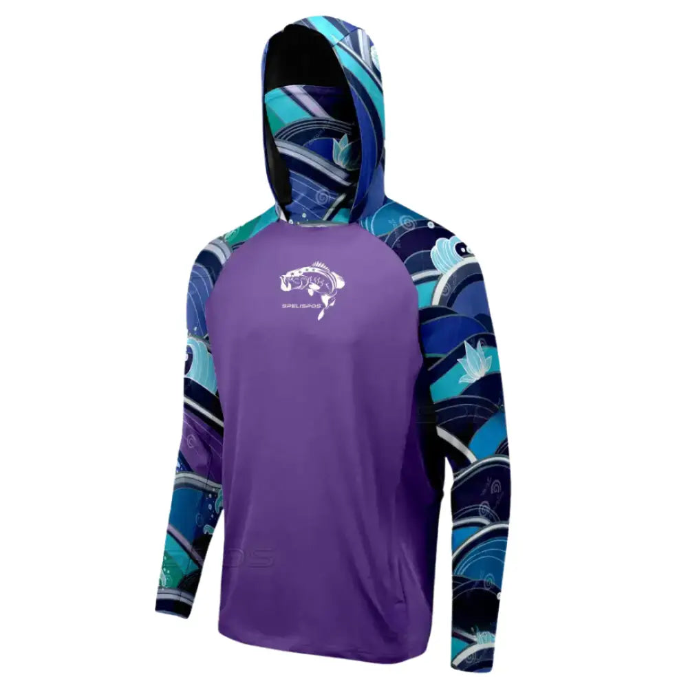 SPELISPOS Men's Long Sleeve Hooded Fishing Shirt - Big Bite Fishing Shirts