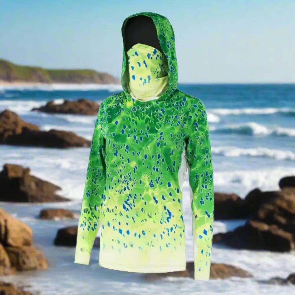 Women's Long Sleeve Fishing Hooded Face Mask UPF50+ - Big Bite Fishing Shirts