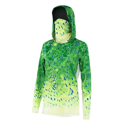 Women's Long Sleeve Fishing Hooded Face Mask UPF50+ - Big Bite Fishing Shirts