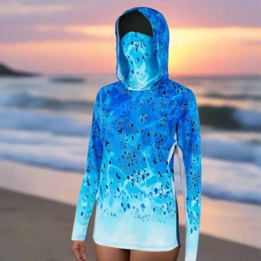 Women's Long Sleeve Fishing Hooded Face Mask UPF50+ - Big Bite Fishing Shirts