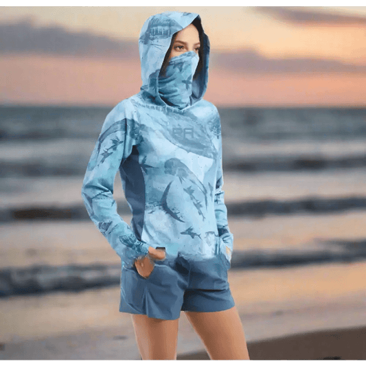 Women's Long Sleeve Hooded Mask Quick-Drying Fishing Shirt - Big Bite Fishing Shirts