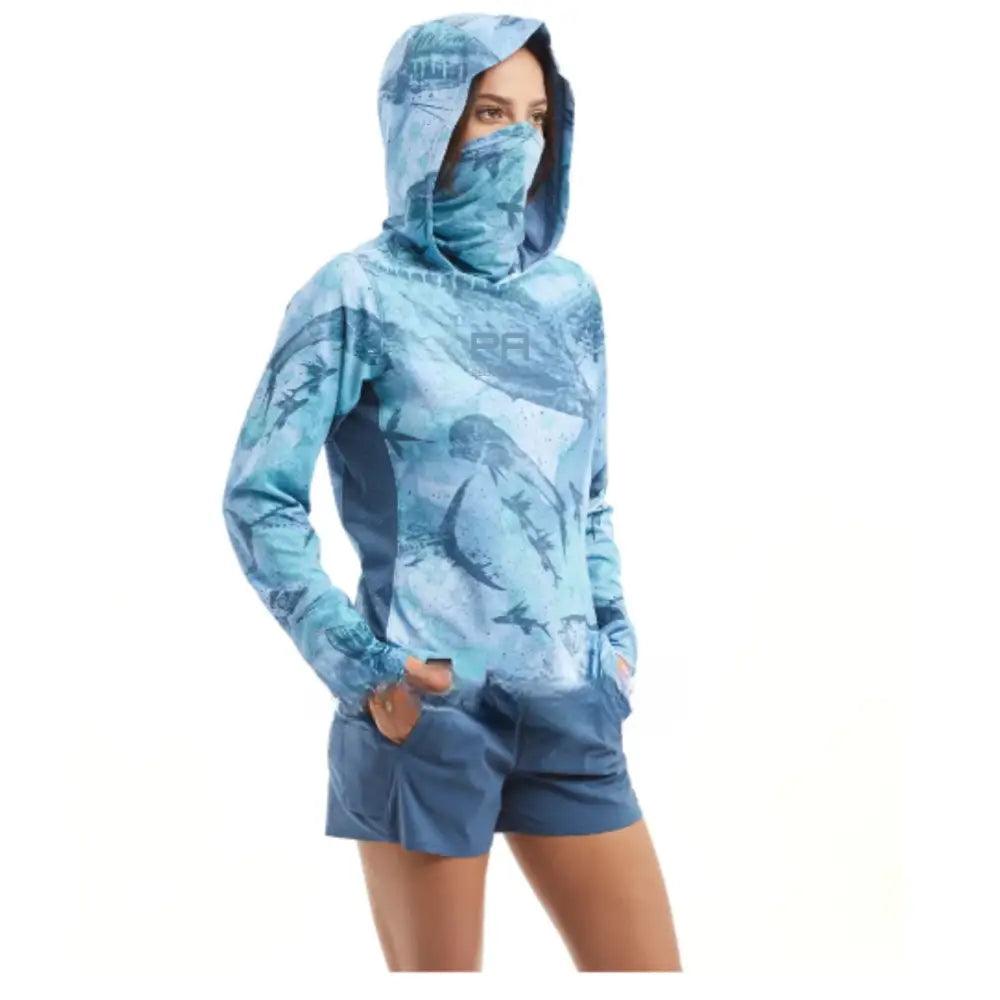 Women's Long Sleeve Hooded Mask Quick-Drying Fishing Shirt - Big Bite Fishing Shirts