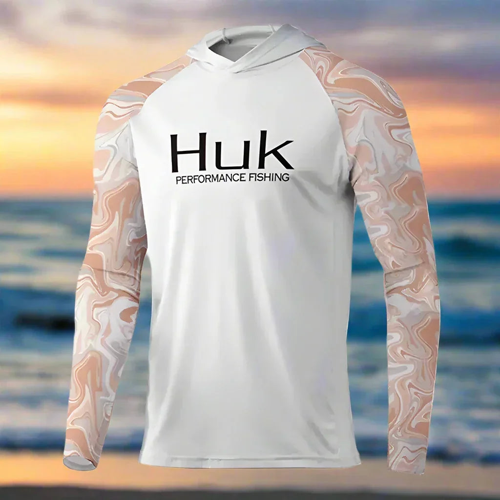 huk gear HUK Fishing T-shirt hooded Mens Long Sleeve UV Protection 50+ – Big Bite Fishing Shirts